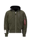 Alpha Industries Herren Blouson MA-1 Zip Hood Dunkelgrün/Khaki