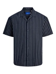 Jack & Jones Kurzarmhemd Easter Palma nachtblau/offwhite