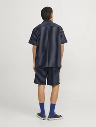 Jack & Jones Kurzarmhemd Easter Palma nachtblau/offwhite