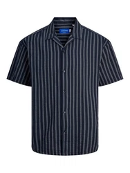Jack & Jones Kurzarmhemd Easter Palma nachtblau/offwhite