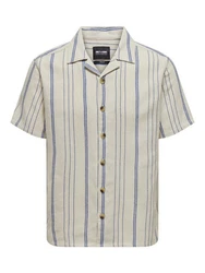 ONLY & SONS Kurzarmhemd ONSTREV navy/wollwei