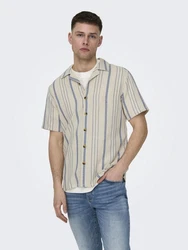 ONLY & SONS Kurzarmhemd ONSTREV navy/wollwei