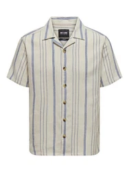 ONLY & SONS Kurzarmhemd ONSTREV navy/wollwei