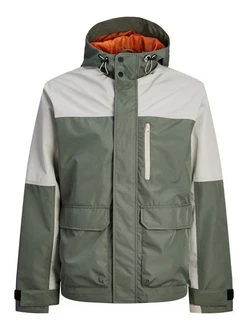 JACK & JONES Funktionsjacke Hike (1-St) hellgrau/grn/schwarz