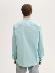 TOM TAILOR Hemd Langarmhemd STRETCH POPLIN Hellblau/Grün/Türkis/Blau