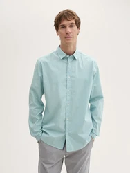 TOM TAILOR Hemd Langarmhemd STRETCH POPLIN Hellblau/Grün/Türkis/Blau