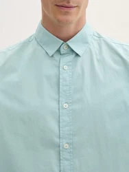 TOM TAILOR Hemd Langarmhemd STRETCH POPLIN Hellblau/Grün/Türkis/Blau