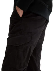 TOM TAILOR Denim Cargohose Regular Tapered Schwarz/Dunkelrot/Bordeaux