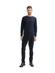TOM TAILOR Chinohose JERSEY SLIM CHINO Travis Dunkelblau/Blau/Hellblau