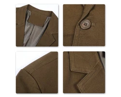 Allthemen Sakko Jackett Slim Fit Blazer Herren Khaki/Braun