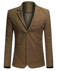 Allthemen Sakko Jackett Slim Fit Blazer Herren Khaki/Braun