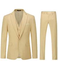 Allthemen Anzug Slim Fit Herrenanzug Business Khaki/Gelb/Beige