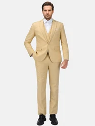 Allthemen Anzug Slim Fit Herrenanzug Business Khaki/Gelb/Beige