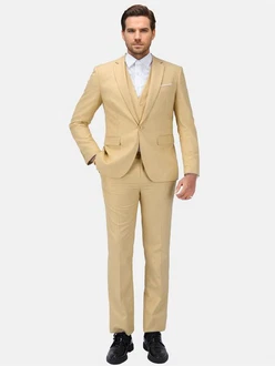 Allthemen Anzug Slim Fit Herrenanzug Business Khaki/Gelb/Beige