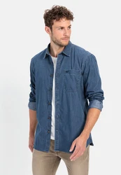 camel active Langarmhemd Jeanshemd Blau/Dunkelblau/Hellblau