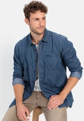 camel active Langarmhemd Jeanshemd Blau/Dunkelblau/Hellblau