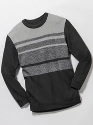 Sieh an! Strickpullover Dunkelgrau/Grau/Schwarz