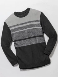Sieh an! Strickpullover Dunkelgrau/Grau/Schwarz