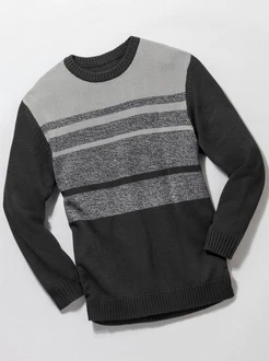 Sieh an! Strickpullover Dunkelgrau/Grau/Schwarz