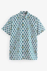 Next Kurzarmhemd Scion Blau/Grün/Mischfarben/Gelb