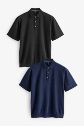 Next Polokragenpullover Regular Fit Polohemden Dunkelblau