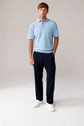 Next Polokragenpullover Regular Fit Polohemden Hellblau/Blau