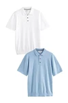 Next Polokragenpullover Regular Fit Polohemden Hellblau/Blau
