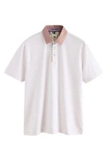 Next Polohemd mit elegantem Kragen Weiß/Creme/Rosa Next Polohemd mit elegantem Kragen Weiß/Creme/Rosa