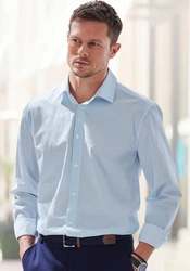 H.I.S Langarmhemd Regular Fit mit Haifischkragen Blau/Hellblau