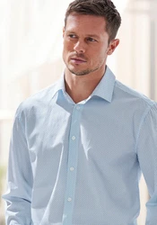 H.I.S Langarmhemd Regular Fit mit Haifischkragen Blau/Hellblau