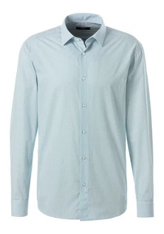 H.I.S Langarmhemd Regular Fit mit Haifischkragen Blau/Hellblau