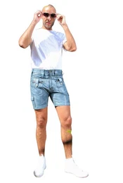 Lederhose DEN HAAG Kurze Ledershort mit Reiverschlsen und Taschen