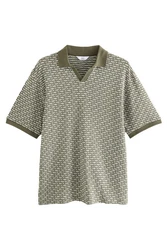 Next Poloshirt mit Kuba-Kragen (1-tlg) Dunkelgrün/Khaki/Grün/Beige