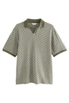 Next Poloshirt mit Kuba-Kragen (1-tlg) Dunkelgrün/Khaki/Grün/Beige