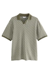 Next Poloshirt mit Kuba-Kragen (1-tlg) Dunkelgrün/Khaki/Grün/Beige