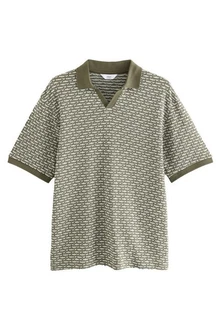Next Poloshirt mit Kuba-Kragen (1-tlg) Dunkelgrün/Khaki/Grün/Beige Next Poloshirt mit Kuba-Kragen (1-tlg) Dunkelgrün/Khaki/Grün/Beige