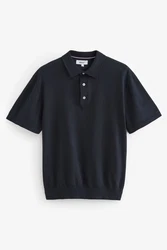 Next Gestricktes Polo-Shirt Dunkelblau/Schwarz/Blau