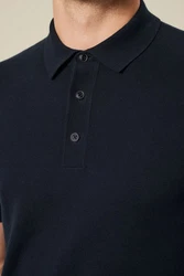 Next Gestricktes Polo-Shirt Dunkelblau/Schwarz/Blau