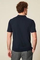 Next Gestricktes Polo-Shirt Dunkelblau/Schwarz/Blau