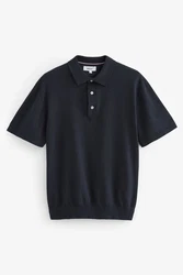 Next Gestricktes Polo-Shirt Dunkelblau/Schwarz/Blau