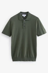 Next Gestricktes Polo-Shirt Dunkelgrün/Grün