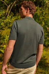 Next Gestricktes Polo-Shirt Dunkelgrün/Grün