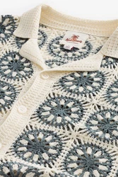 Next Kurzarmhemd Strickpullover mit Knopfleiste und Kuba-Kragen 