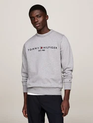 Tommy Hilfiger Sweatshirt TOMMY LOGO SWEATSHIRT mit klassischem Rundhalsausschnitt grau/medium grau heather