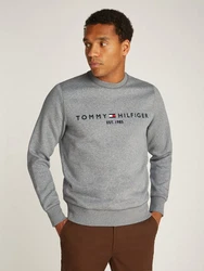 Tommy Hilfiger Sweatshirt TOMMY LOGO SWEATSHIRT mit klassischem Rundhalsausschnitt grau/medium grau heather