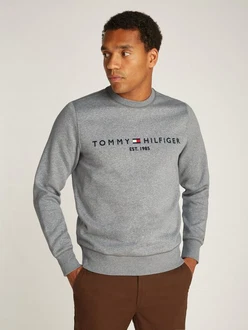 Tommy Hilfiger Sweatshirt TOMMY LOGO SWEATSHIRT mit klassischem Rundhalsausschnitt grau/medium grau heather