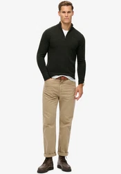 Superdry Pullover Essential EMB Knit Half Zip schwarz/moss marl