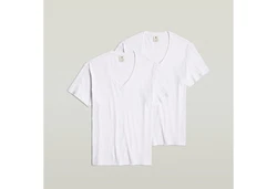 G-STAR V-Shirt im Zweierpack Weiß/Creme