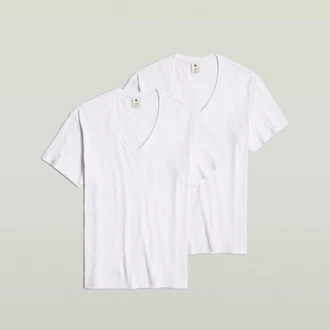 G-STAR V-Shirt im Zweierpack Weiß/Creme