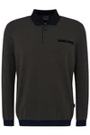 bugatti Langarm-Poloshirt Strukturkragen Dunkelgrün/Khaki/Grün